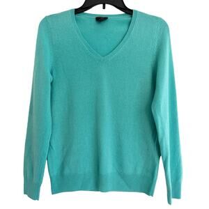 Talbots Green Pure Cashmere V Neck Long Sleeve Sweater Sp Spring easter